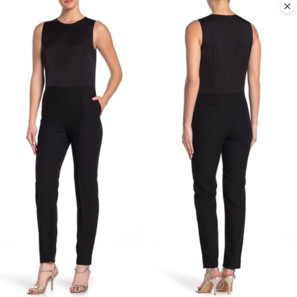 NWT Diane von Furstenberg Melody Satin Crepe Black Jumpsuit M